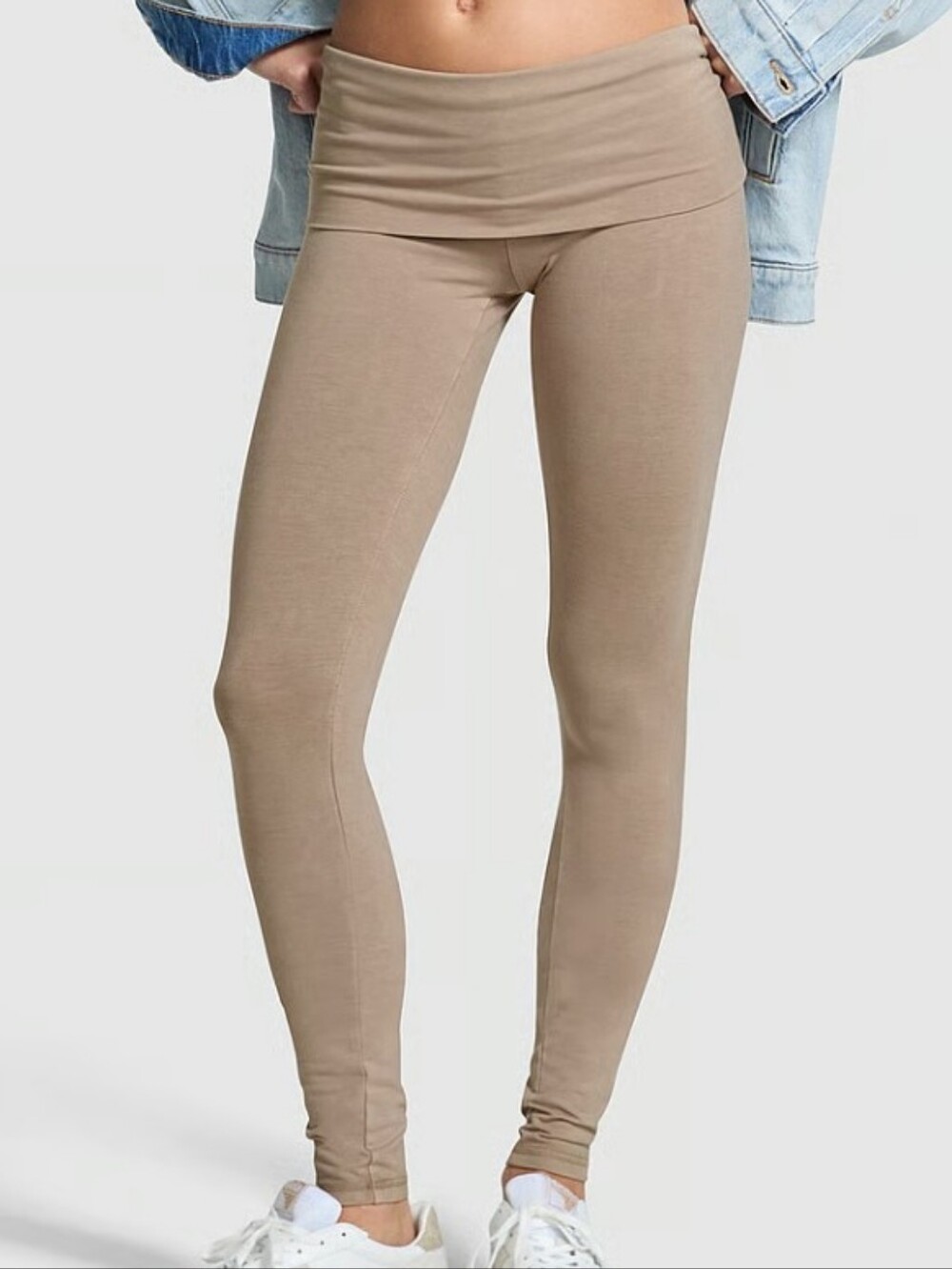 VS Pink All-Day Cotton Foldover Leggings Med SHORT